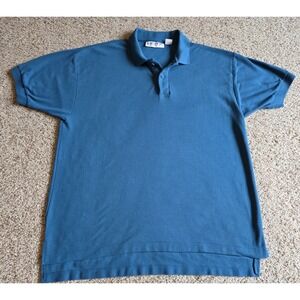 Vintage LEVI'S Polo Shirt Mens XL Teal Blue Single Stitch 2 Button Collar
